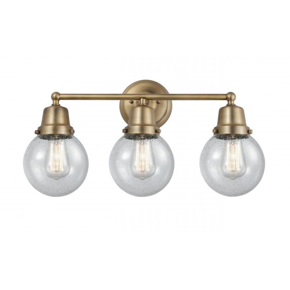 Innovations 623-3W-BB-G513 Aditi Bell 3 Light 21" Bath Vanity Light Incandescent Bulb Deco Swirl Shade in Brushed Brass