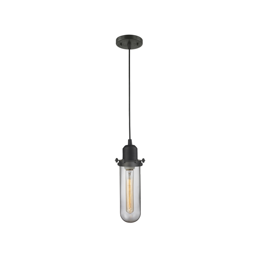 Innovations 900-1P-OB-CE228-OB-CL-LED Centri 1 Light Mini Pendant part of the Austere Collection in Oil Rubbed Bronze