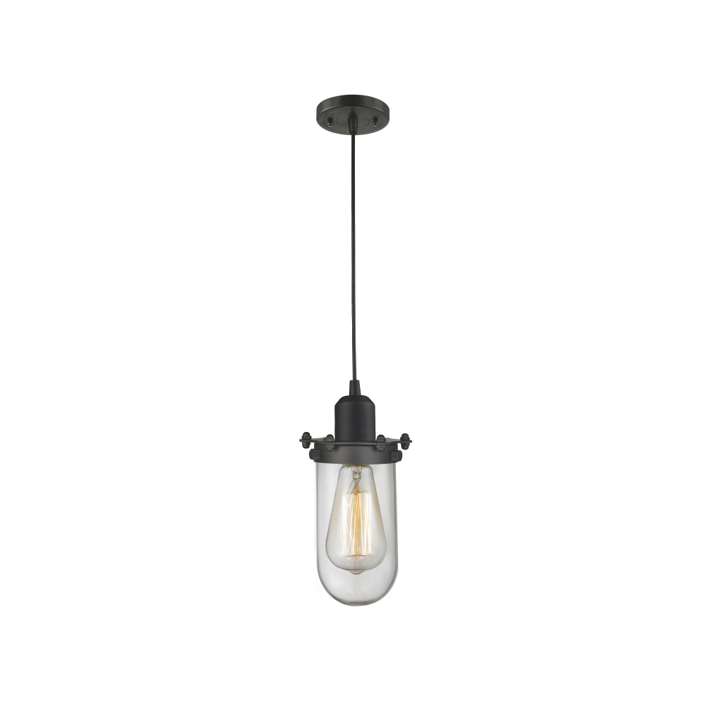 Innovations 900-1P-OB-CE231-OB-CL-LED Centri 1 Light Mini Pendant part of the Austere Collection in Oil Rubbed Bronze