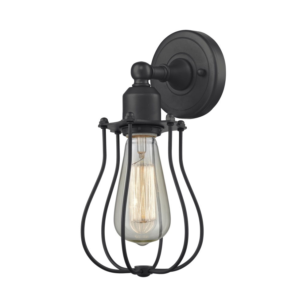 Innovations 900-1W-BK-CE513-BK-LED Muselet 1 Light Sconce part of the Austere Collection in Matte Black