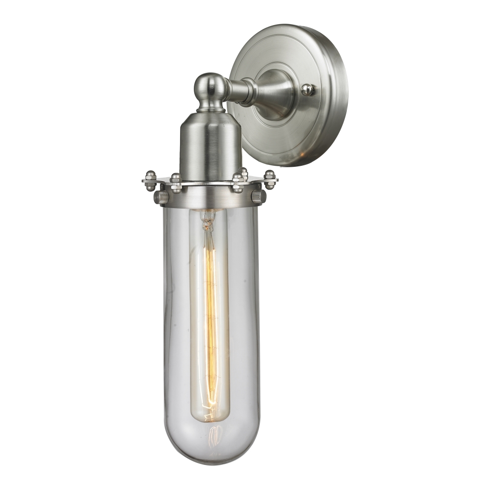 Innovations 900-1W-SN-CE228-SN-CL-LED Centri 1 Light Sconce part of the Austere Collection in Brushed Satin Nickel
