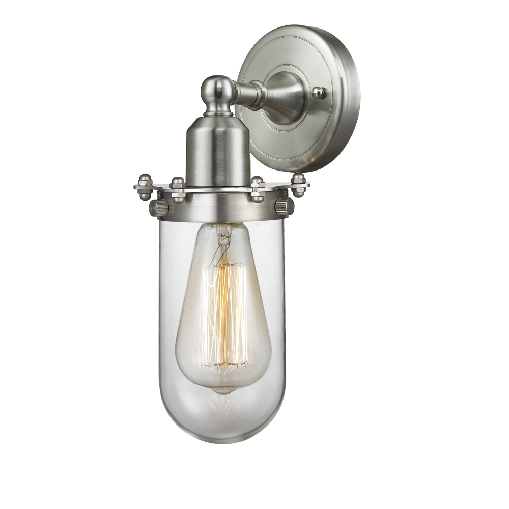 Innovations 900-1W-SN-CE231-SN-CL-LED Centri 1 Light Sconce part of the Austere Collection in Brushed Satin Nickel