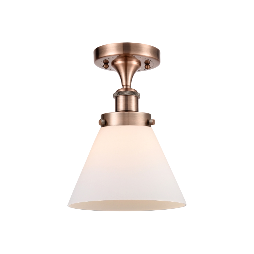 Innovations 916-1C-AC-G41 Large Cone 1 Light Semi-Flush Mount part of the Ballston Collection in Antique Copper