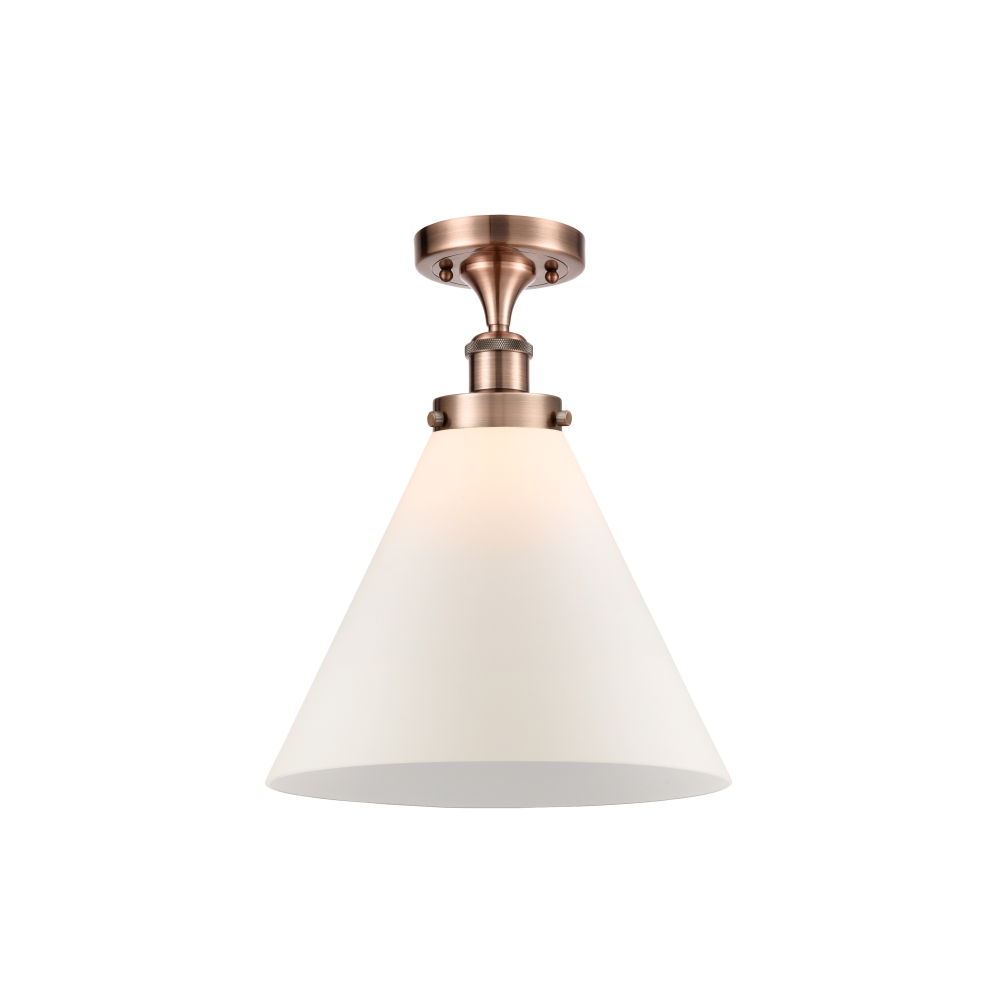 Innovations 916-1C-AC-G41-L-LED X-Large Cone 1 Light Semi-Flush Mount part of the Ballston Collection in Antique Copper