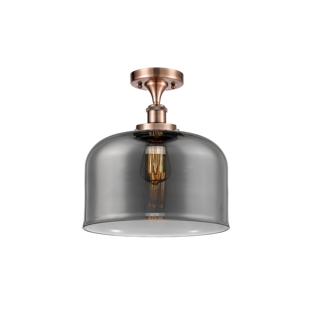 Innovations 916-1C-AC-G73-L-LED X-Large Bell 1 Light Semi-Flush Mount part of the Ballston Collection in Antique Copper