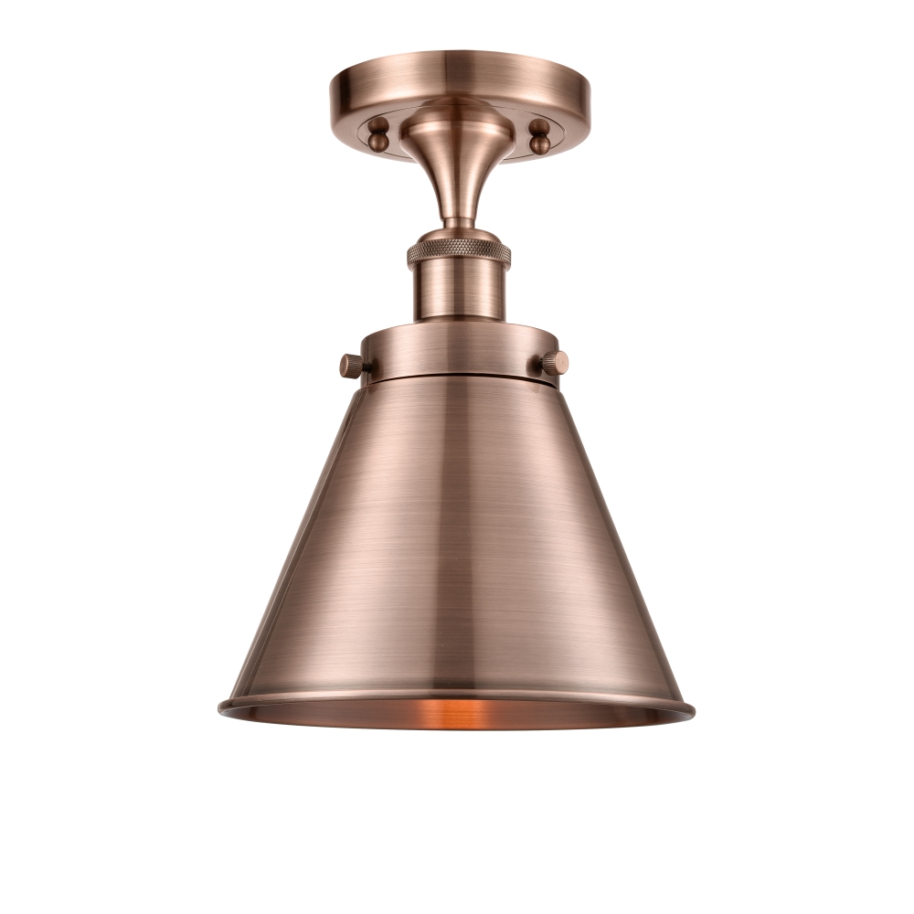 Innovations 916-1C-AC-M13-AC Appalachian 1 Light Semi-Flush Mount part of the Ballston Collection in Antique Copper