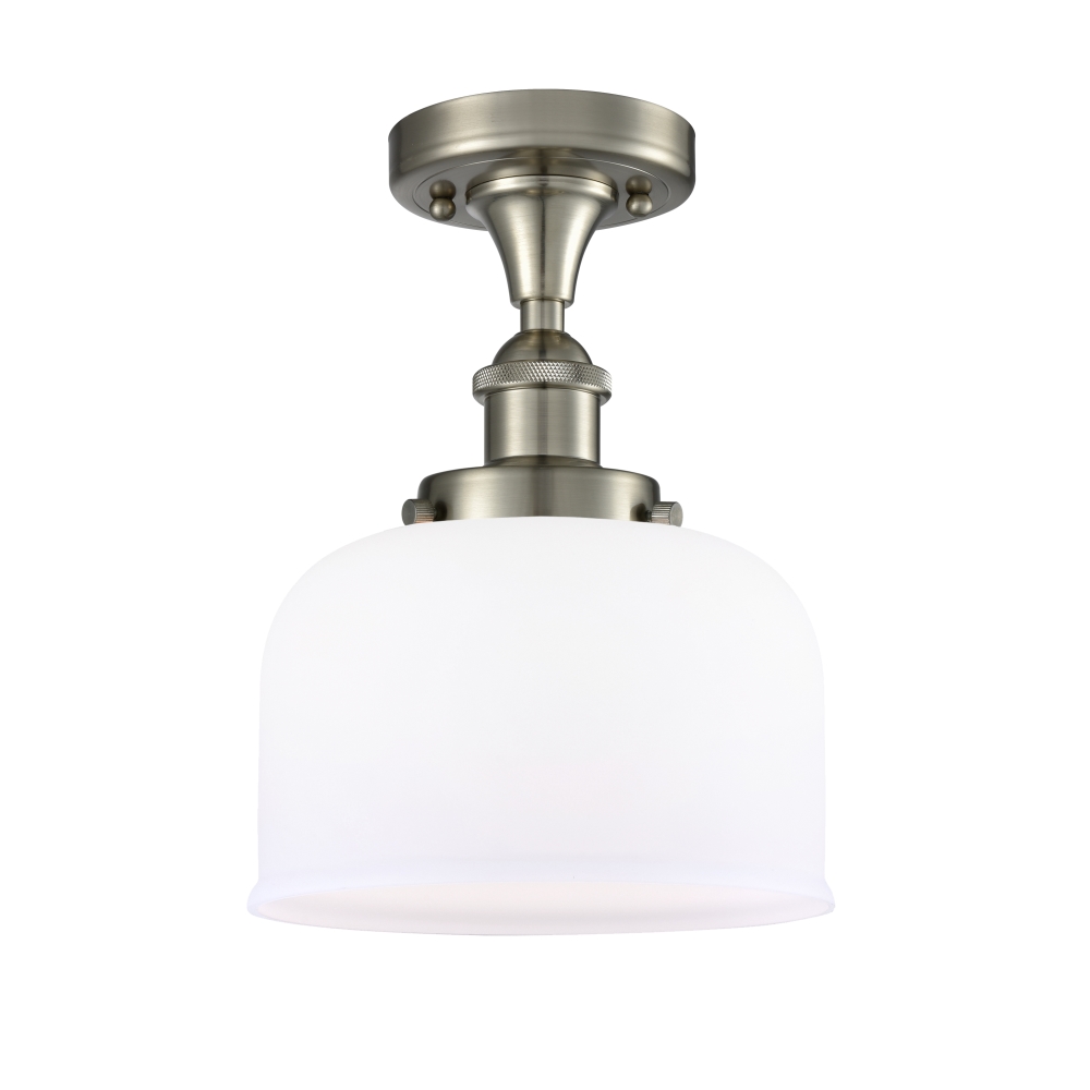Innovations 916-1C-SN-G71 Large Bell 1 Light Semi-Flush Mount part of the Ballston Collection in Brushed Satin Nickel