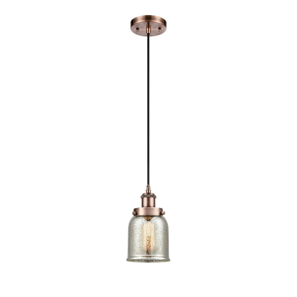 Innovations 916-1P-AC-G58 Small Bell 1 Light Mini Pendant part of the Ballston Collection in Antique Copper