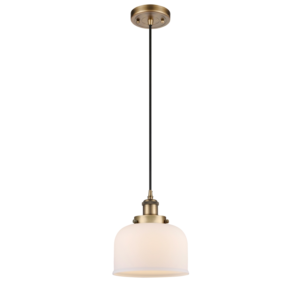 Innovations 916-1P-BB-G71 Large Bell 1 Light Mini Pendant part of the Ballston Collection in Brushed Brass