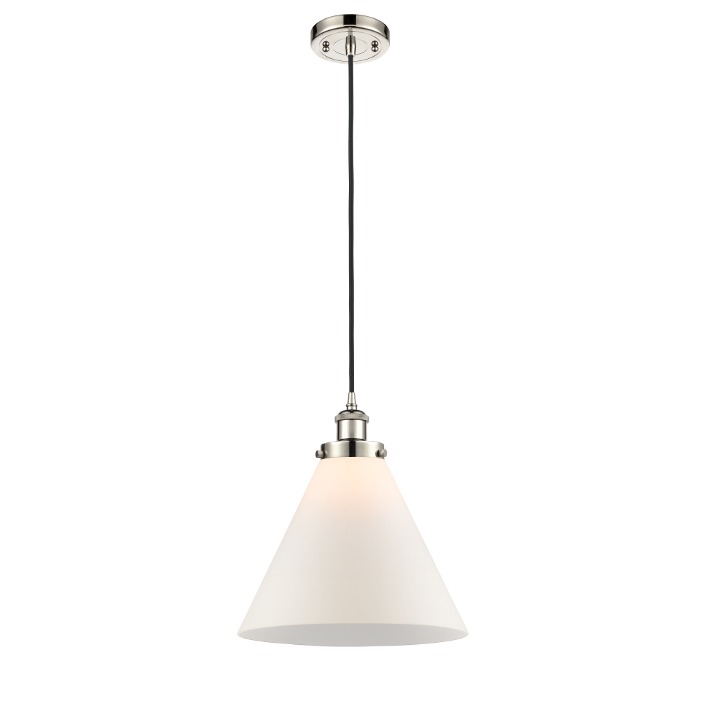Innovations 916-1P-PN-G41-L-LED X-Large Cone 1 Light Mini Pendant part of the Ballston Collection in Polished Nickel