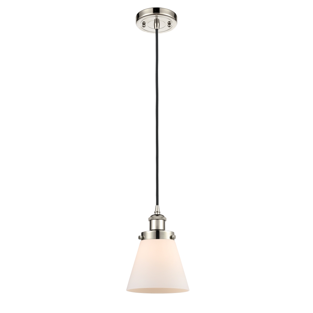 Innovations 916-1P-PN-G61 Small Cone 1 Light Mini Pendant part of the Ballston Collection in Polished Nickel
