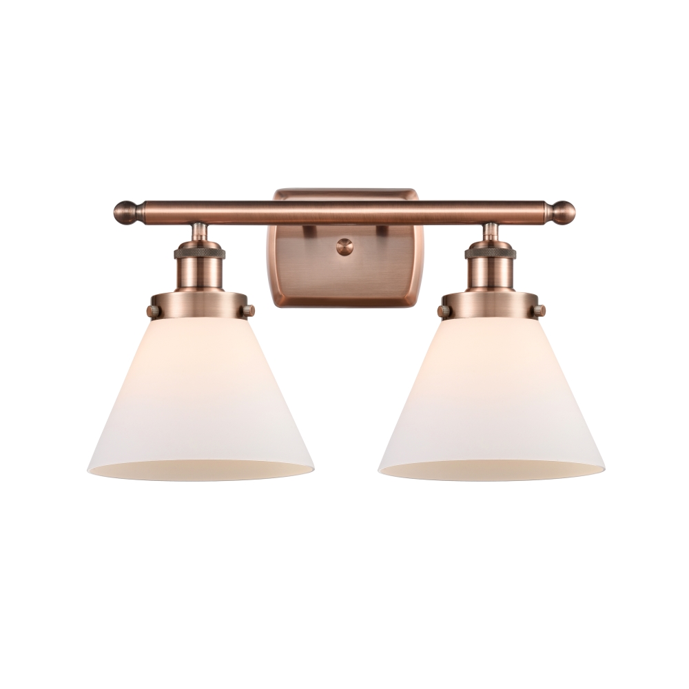 Innovations 916-2W-AC-G41 Large Cone 2 Light Bath Vanity Light part of the Ballston Collection in Antique Copper