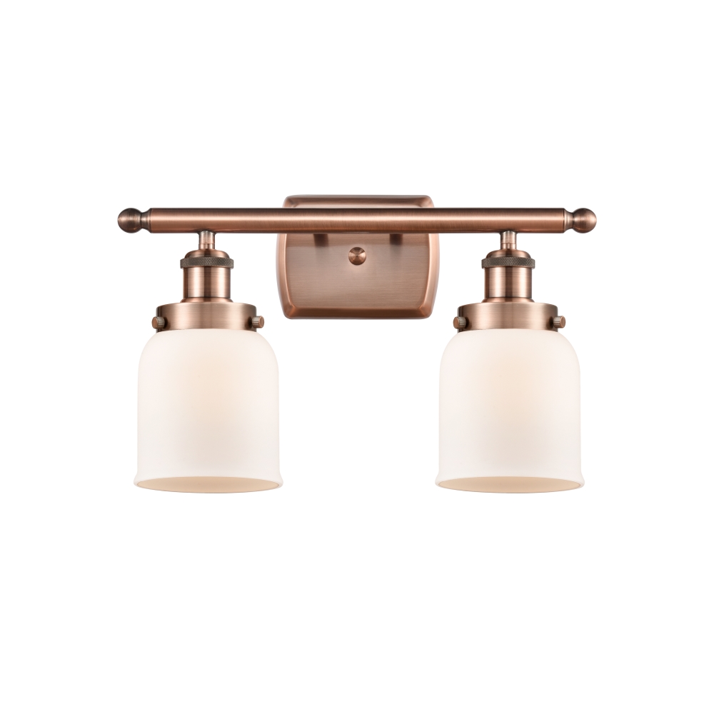 Innovations 916-2W-AC-G51 Small Bell 2 Light Bath Vanity Light part of the Ballston Collection in Antique Copper