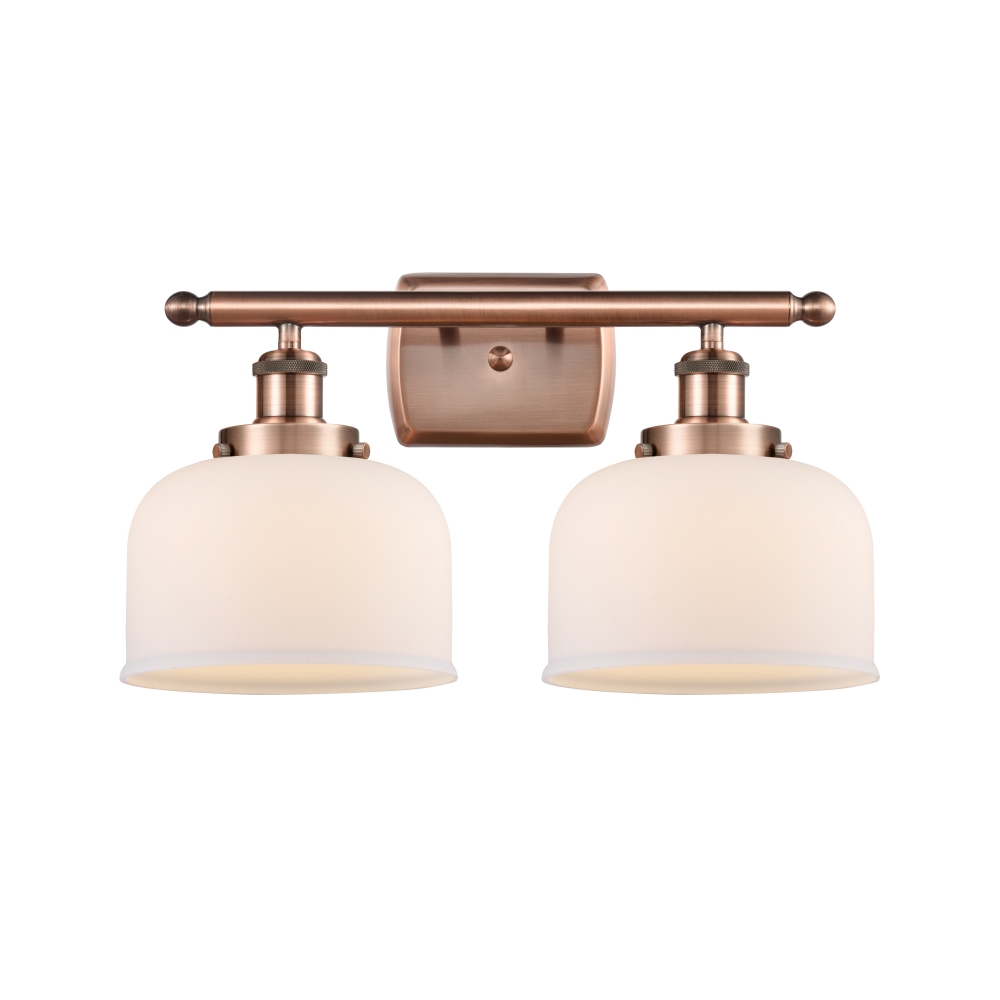 Innovations 916-2W-AC-G71 Large Bell 2 Light Bath Vanity Light part of the Ballston Collection in Antique Copper
