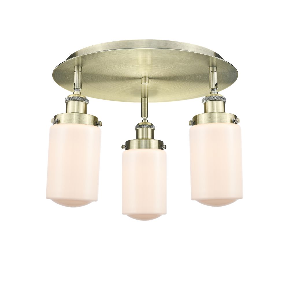 Innovations 916-3C-AB-G311 Dover - 3 Light 16" Flush Mount - Antique Brass Finish - Matte White Glass Shade