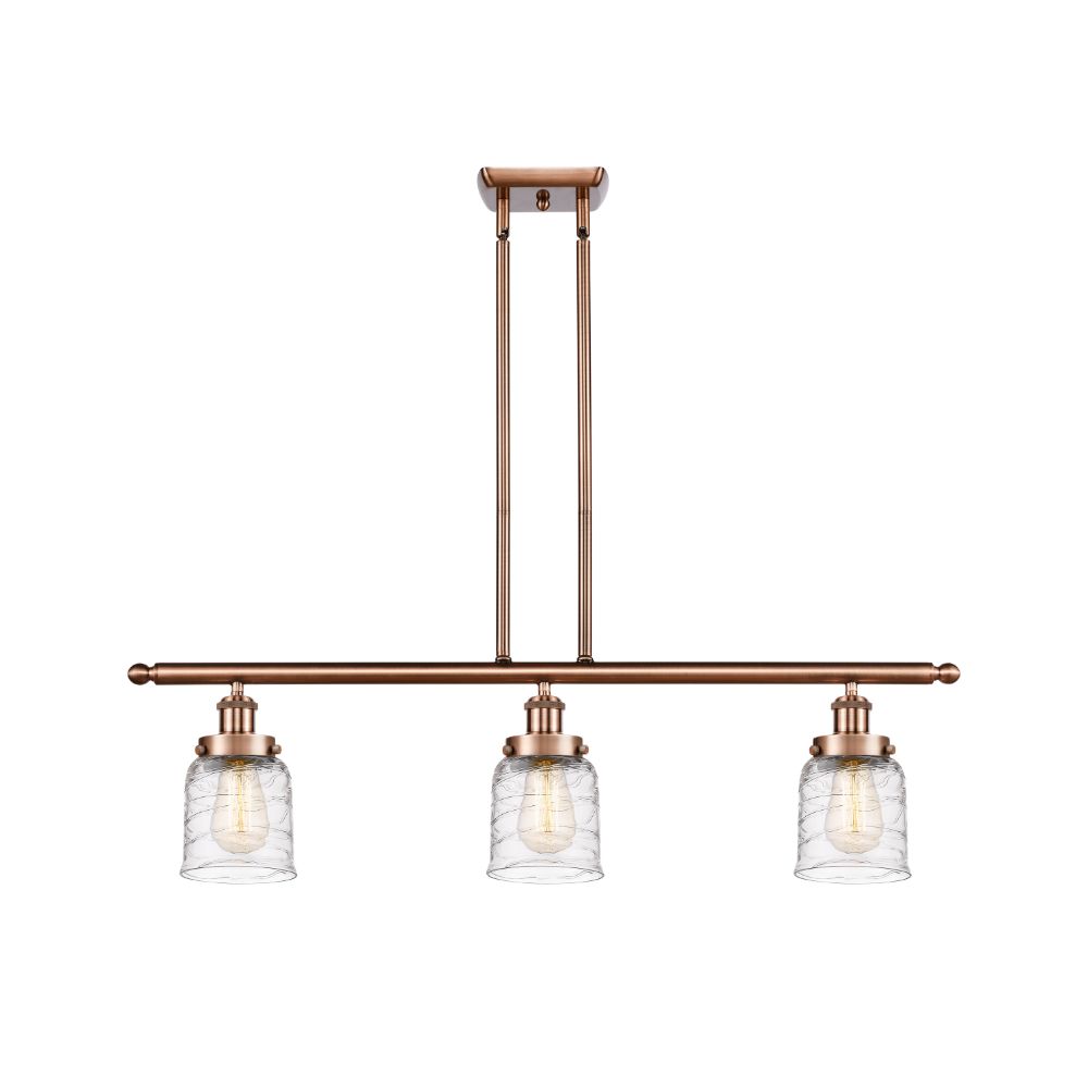 Innovations 916-3I-AC-G513-LED Small Bell 3 Light Island Light in Antique Copper