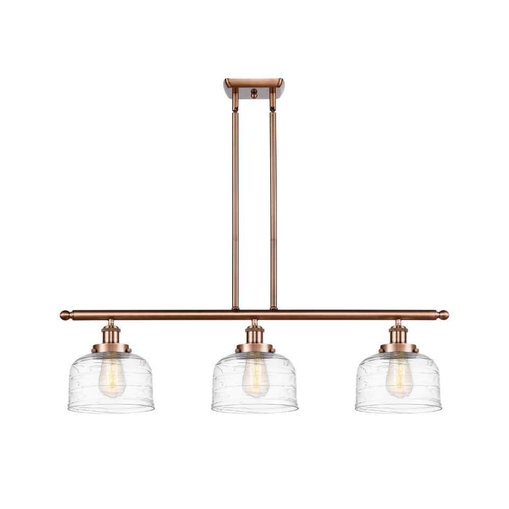 Innovations 916-3I-AC-G713 Large Bell 3 Light Island Light in Antique Copper