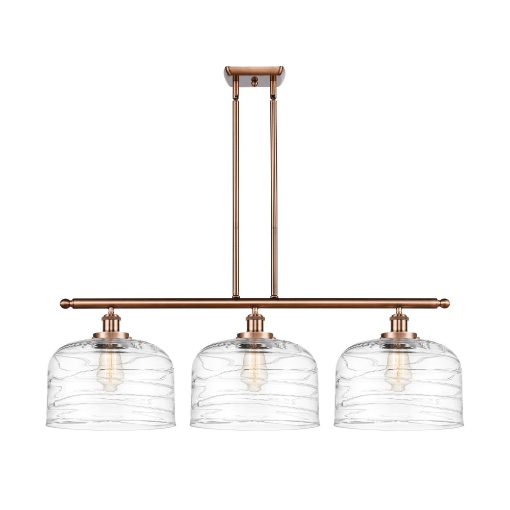 Innovations 916-3I-AC-G713-L-LED X-Large Bell 3 Light Island Light in Antique Copper