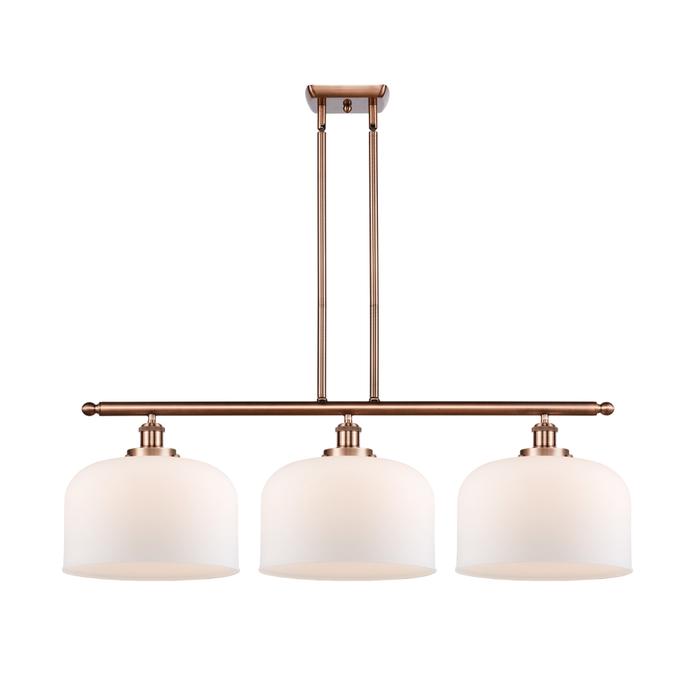 Innovations 916-3I-AC-G71-L-LED X-Large Bell 3 Light Island Light part of the Ballston Collection in Antique Copper
