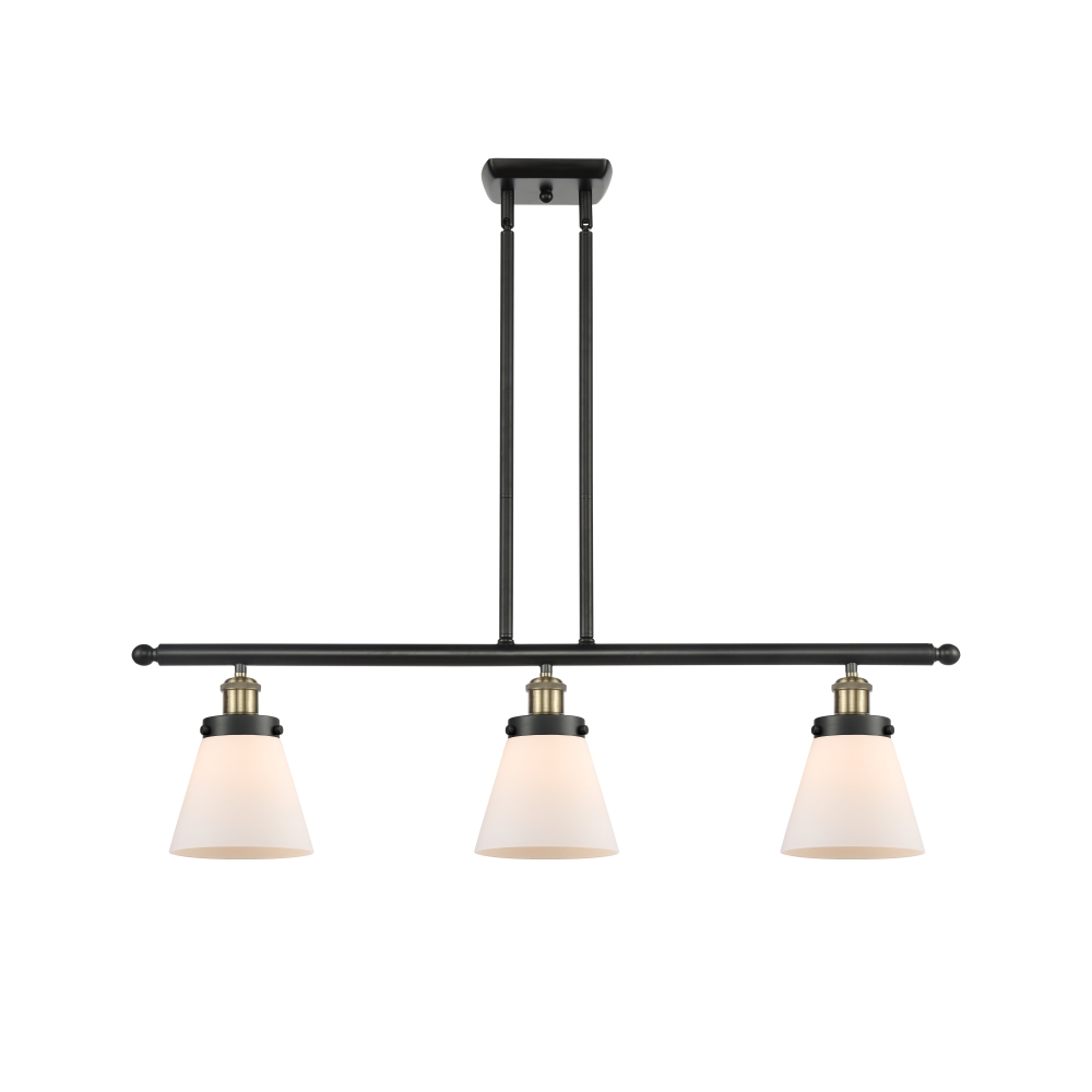 Innovations 916-3I-BAB-G61 Small Cone 3 Light Island Light part of the Ballston Collection in Black Antique Brass