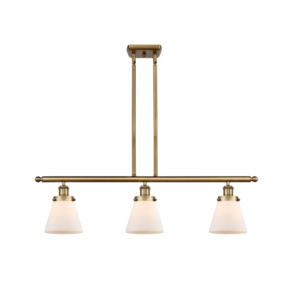 Innovations 916-3I-BB-G61 Small Cone 3 Light Island Light part of the Ballston Collection in Brushed Brass