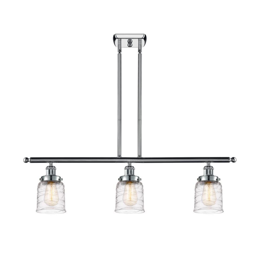 Innovations 916-3I-PC-G513-LED Small Bell 3 Light Island Light in Polished Chrome