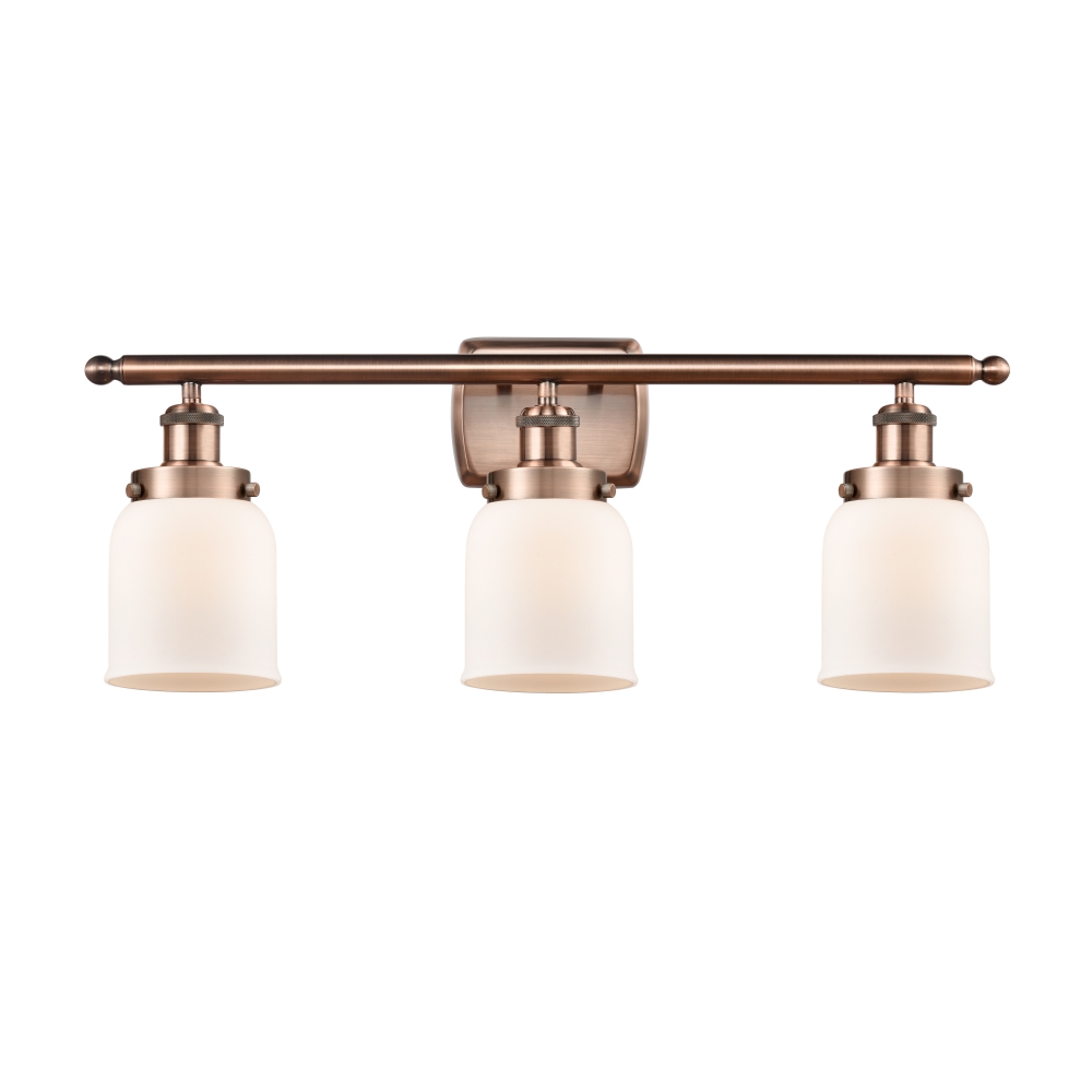 Innovations 916-3W-AC-G51 Small Bell 3 Light Bath Vanity Light part of the Ballston Collection in Antique Copper