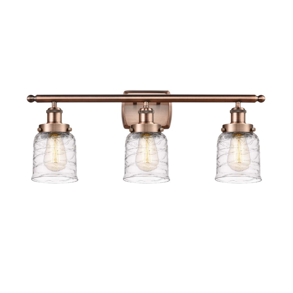 Innovations 916-3W-AC-G513-LED Small Bell 3 Light Bath Vanity Light in Antique Copper