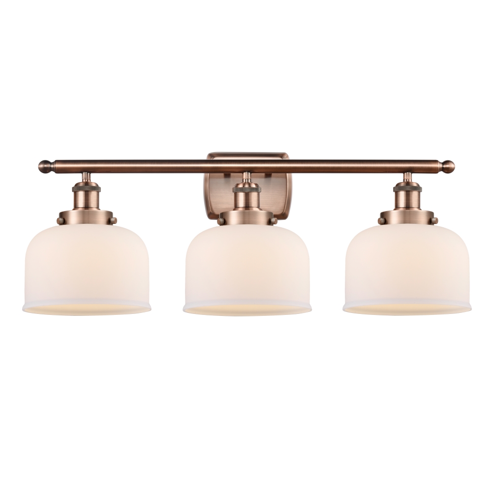 Innovations 916-3W-AC-G71 Large Bell 3 Light Bath Vanity Light part of the Ballston Collection in Antique Copper