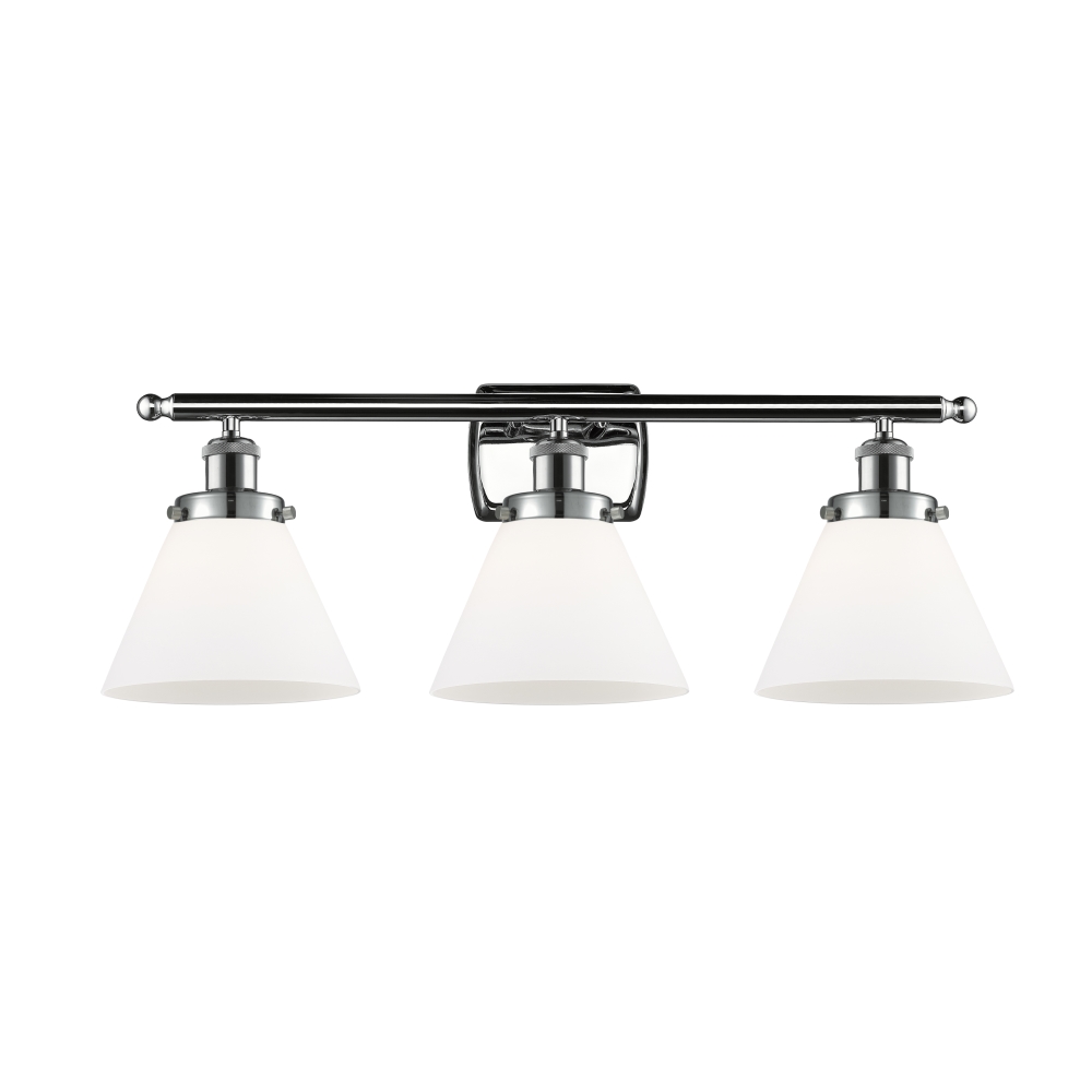 Innovations 916-3W-PC-G41 Large Cone 3 Light Bath Vanity Light part of the Ballston Collection in Polished Chrome
