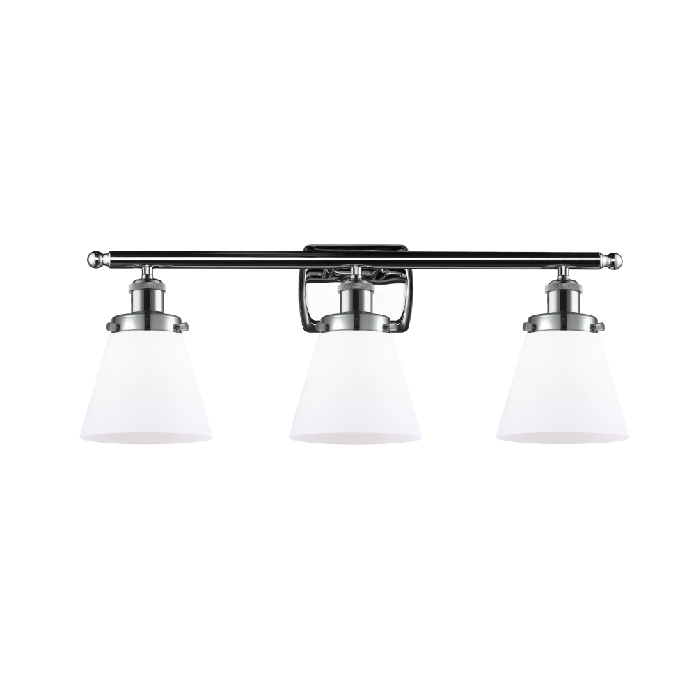 Innovations 916-3W-PC-G61 Small Cone 3 Light Bath Vanity Light part of the Ballston Collection in Polished Chrome