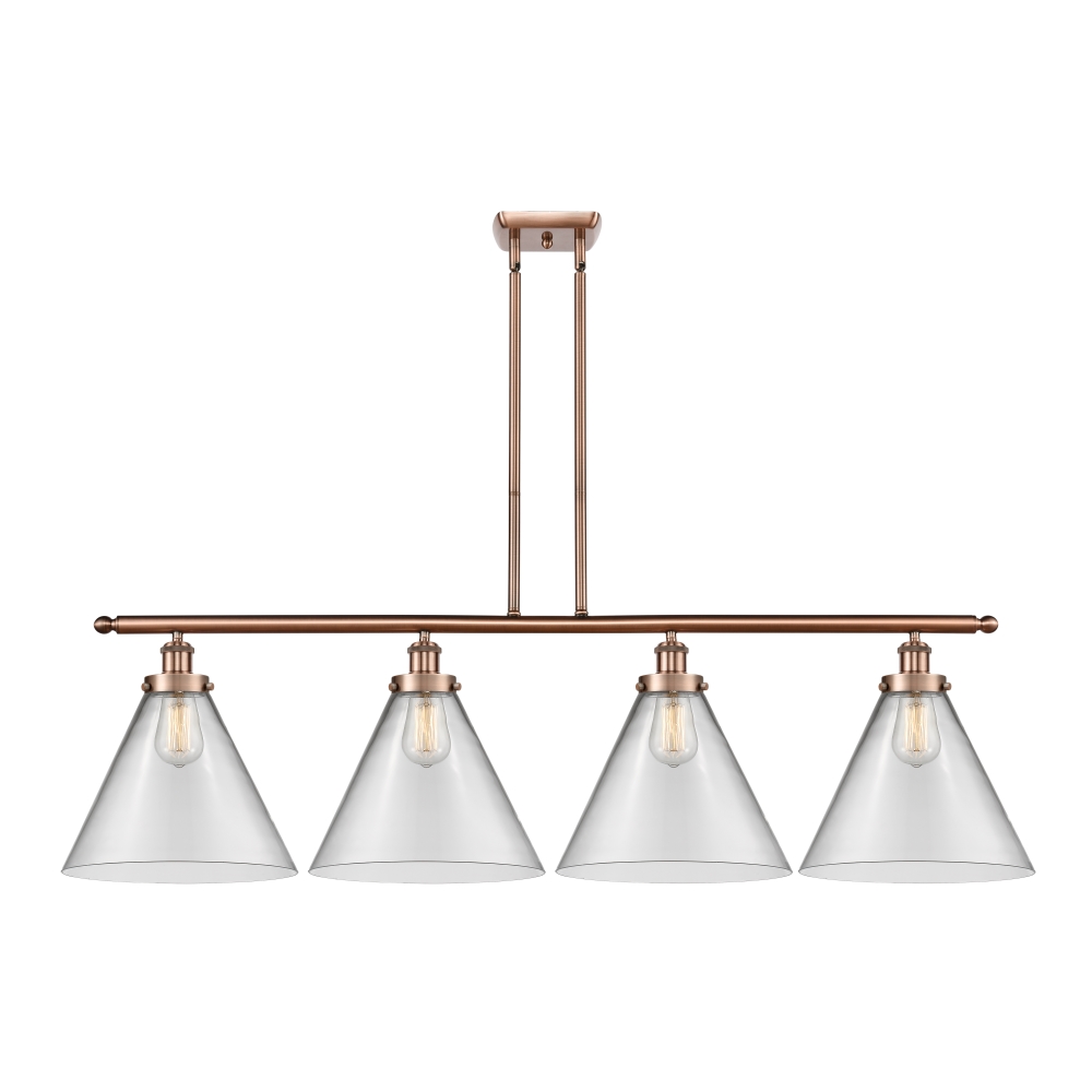 Innovations 916-4I-AC-G42-L-LED X-Large Cone 4 Light Island Light part of the Ballston Collection in Antique Copper