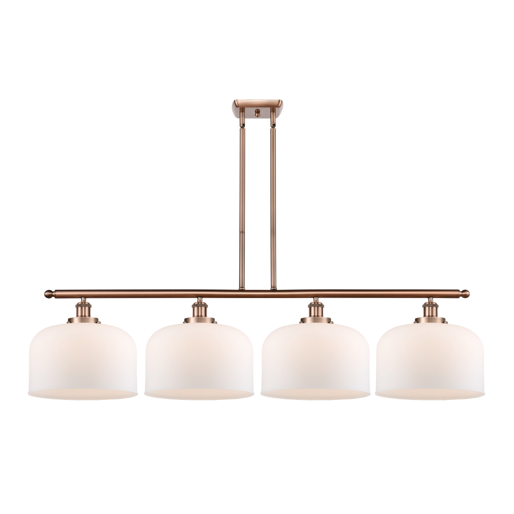 Innovations 916-4I-AC-G71-L-LED X-Large Bell 4 Light Island Light part of the Ballston Collection in Antique Copper