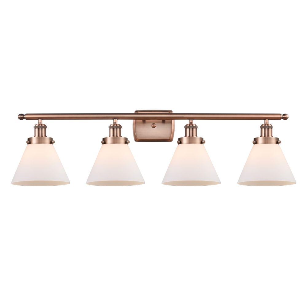 Innovations 916-4W-AC-G41 Large Cone 4 Light Bath Vanity Light part of the Ballston Collection in Antique Copper