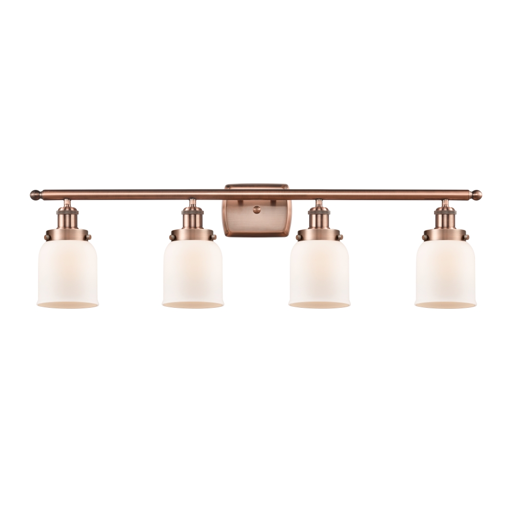 Innovations 916-4W-AC-G51 Small Bell 4 Light Bath Vanity Light part of the Ballston Collection in Antique Copper