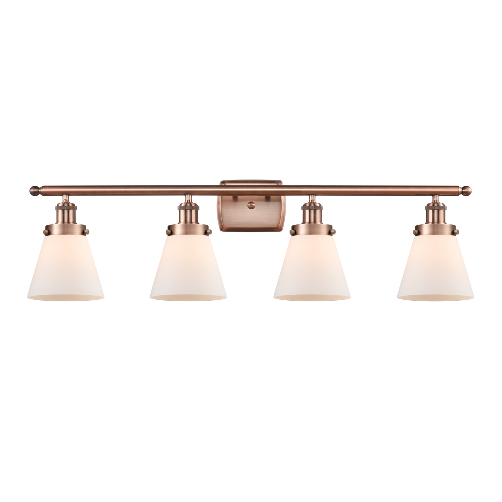 Innovations 916-4W-AC-G61 Small Cone 4 Light Bath Vanity Light part of the Ballston Collection in Antique Copper