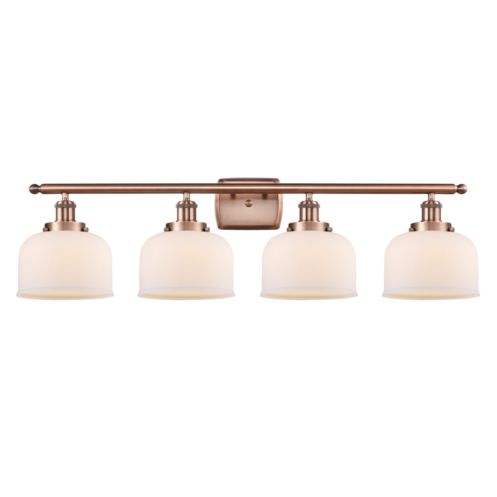 Innovations 916-4W-AC-G71 Large Bell 4 Light Bath Vanity Light part of the Ballston Collection in Antique Copper