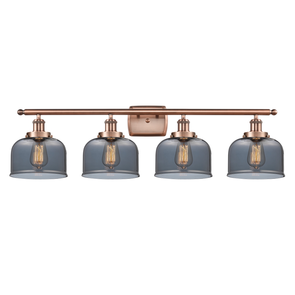 Innovations 916-4W-AC-G73-LED Large Bell 4 Light Bath Vanity Light part of the Ballston Collection in Antique Copper