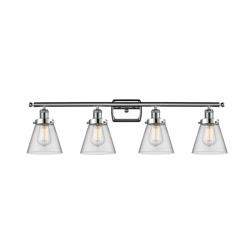Innovations 916-4W-PC-G62 Small Cone 4 Light Bath Vanity Light part of the Ballston Collection in Polished Chrome