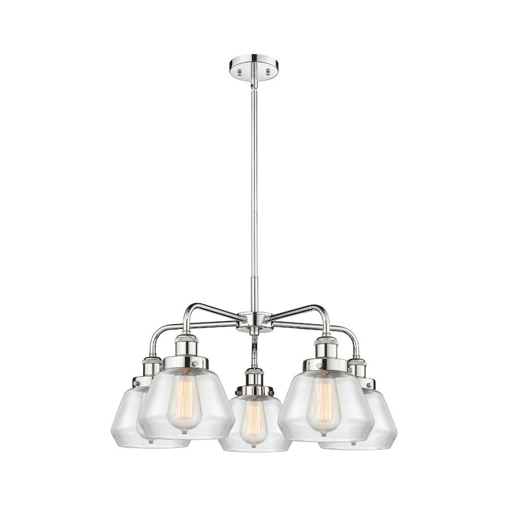 Innovations 916-5CR-PC-G172 Fulton - 5 Light 25" Stem Hung Chandelier - Polished Chrome Finish - Clear Glass Shade