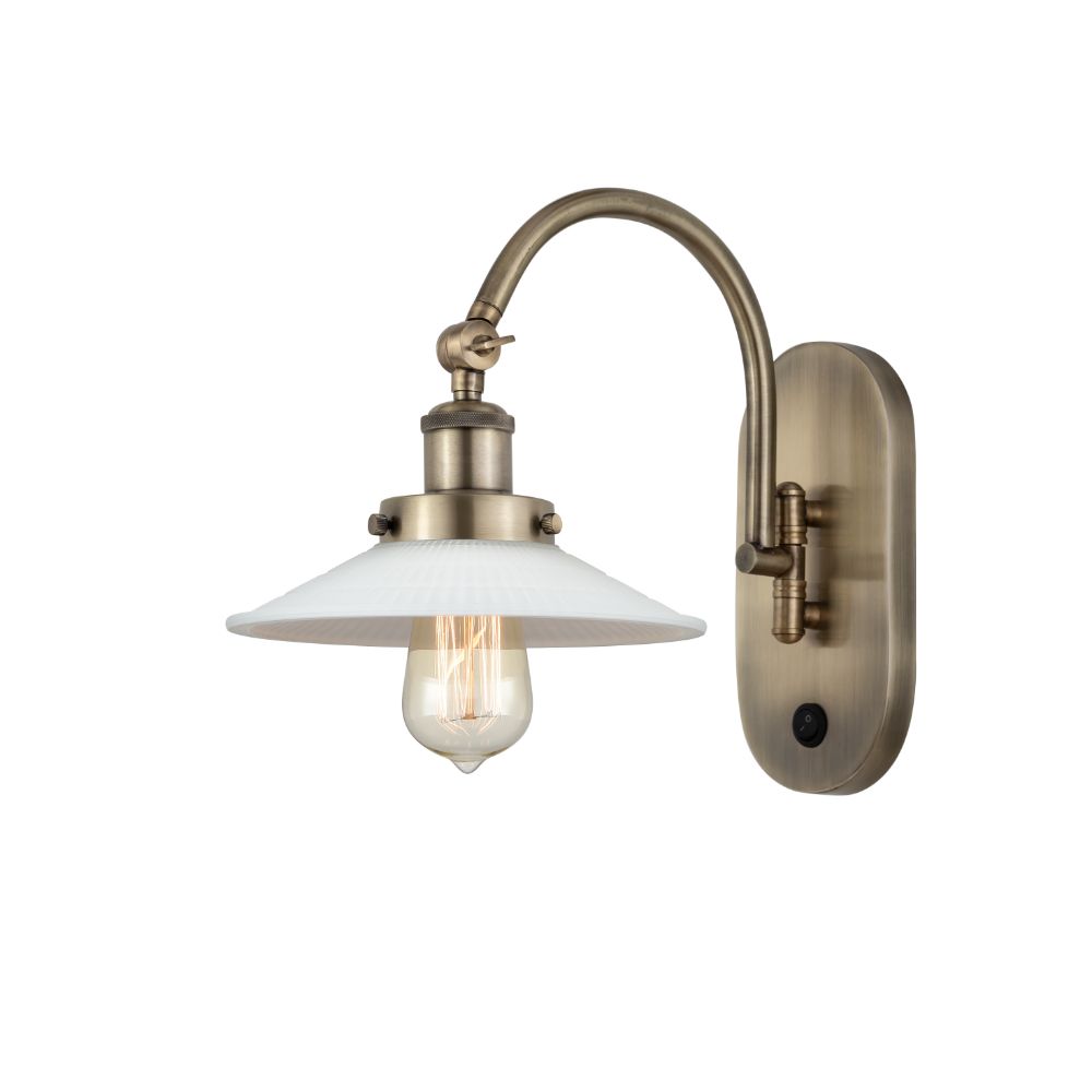 Innovations 918-1W-AB-G1 Halophane 1 Light 8.5 inch Sconce in Antique Brass