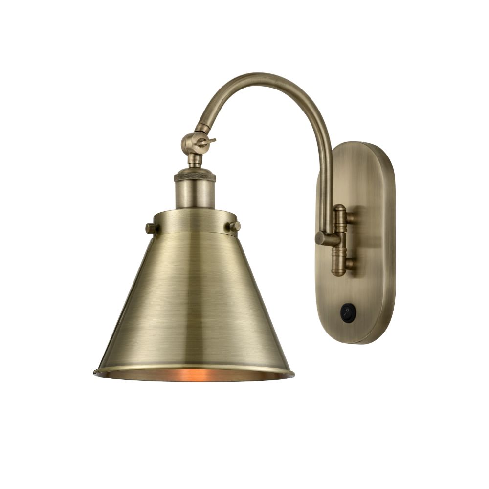 Innovations 918-1W-AB-M13-AB Appalachian 1 Light 8 inch Sconce in Antique Brass with Antique Brass Appalachian Metal Shade
