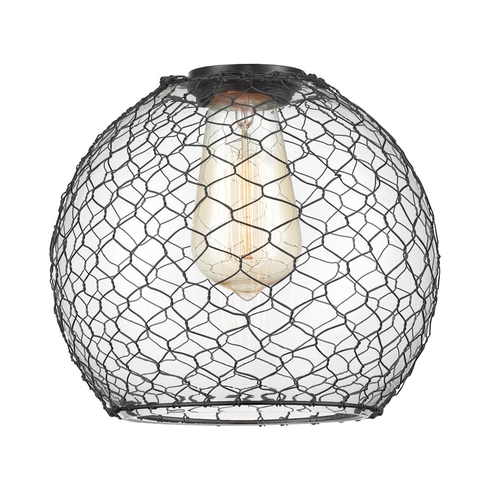 Innovations G122-8CBK Ballston Clear Farmhouse Chicken Wire Glass with Black Wire