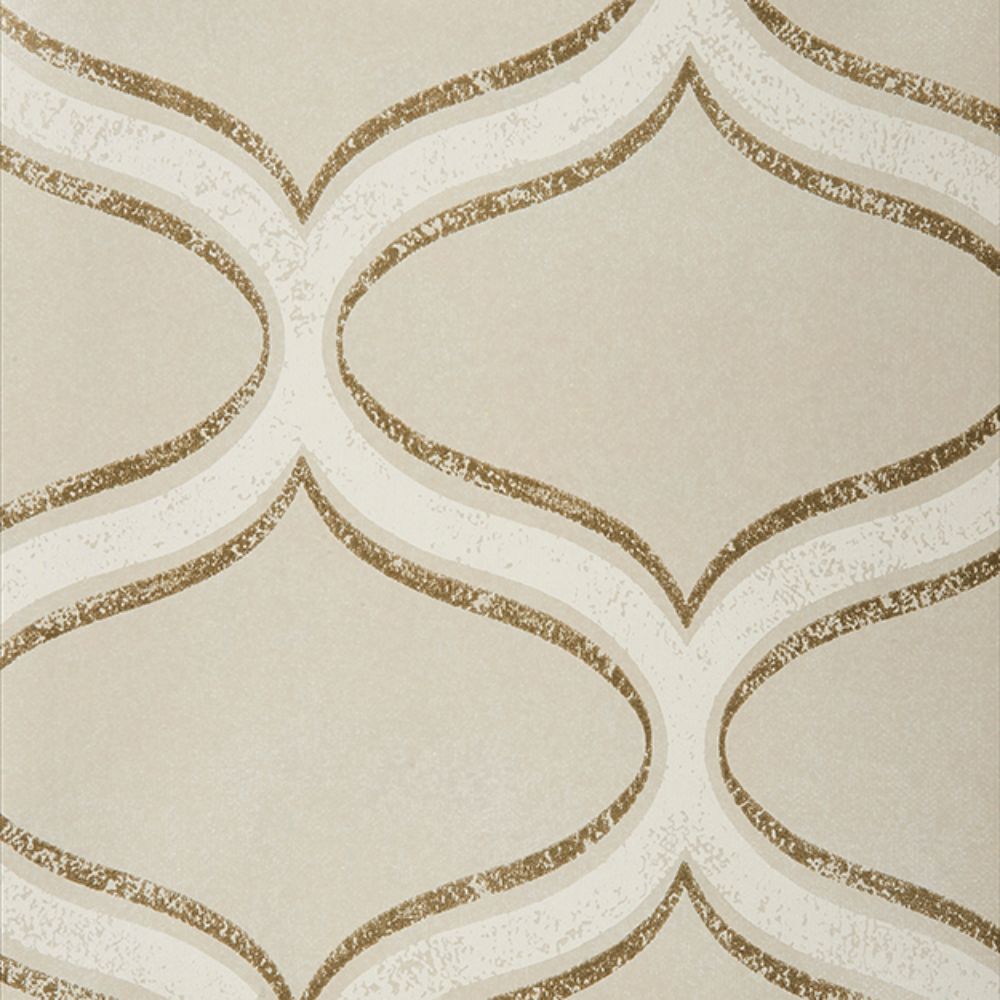 JF Fabrics 1589-72 W7961 Mikado Wallcoverings Non Woven Metallic Ogee Straight Matchs Wallpaper
