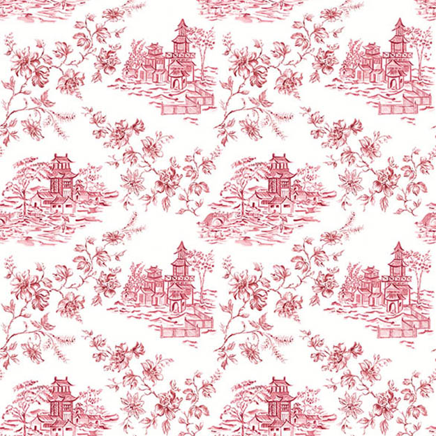 JF Fabrics 2207-45 Pagoda Toile Straight Match Wallpaper