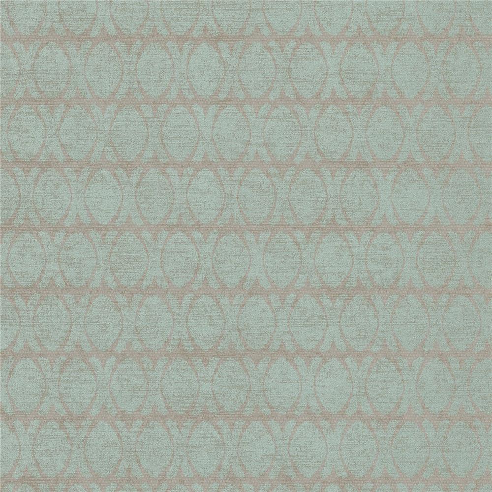 JF Fabrics 52070 66W8621 Karma Wallpaper in Teal; Brown