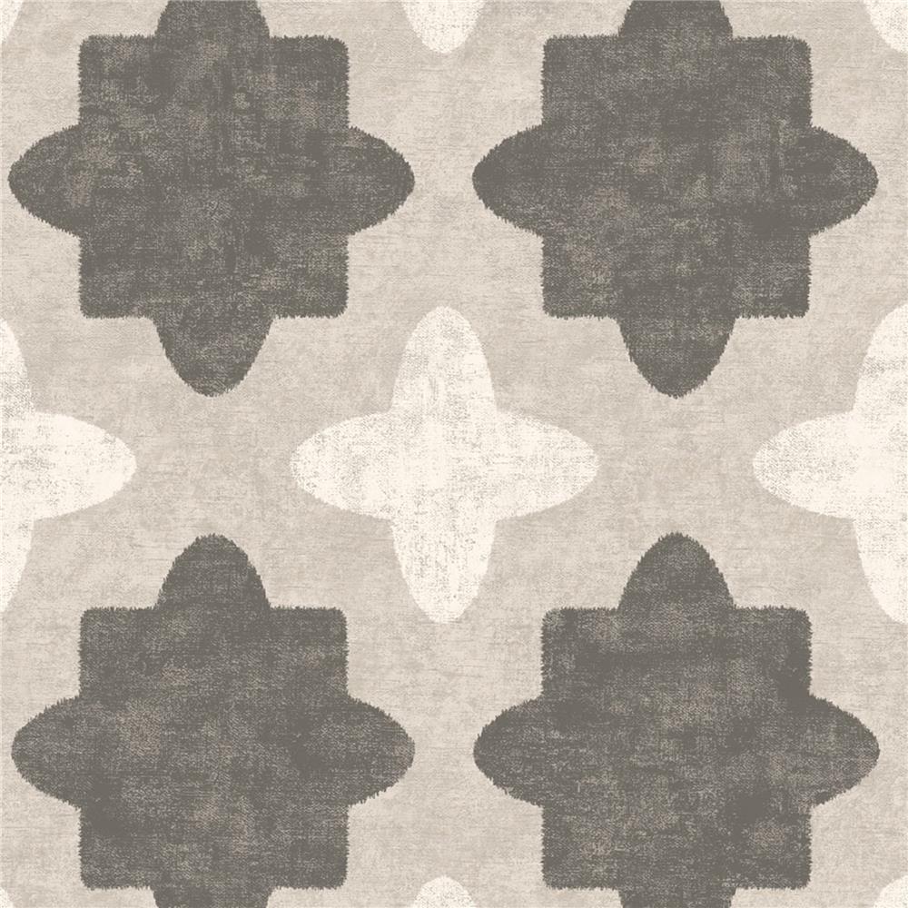 JF Fabrics 52073 37W8621 Karma Wallpaper in Cream; Taupe; Black