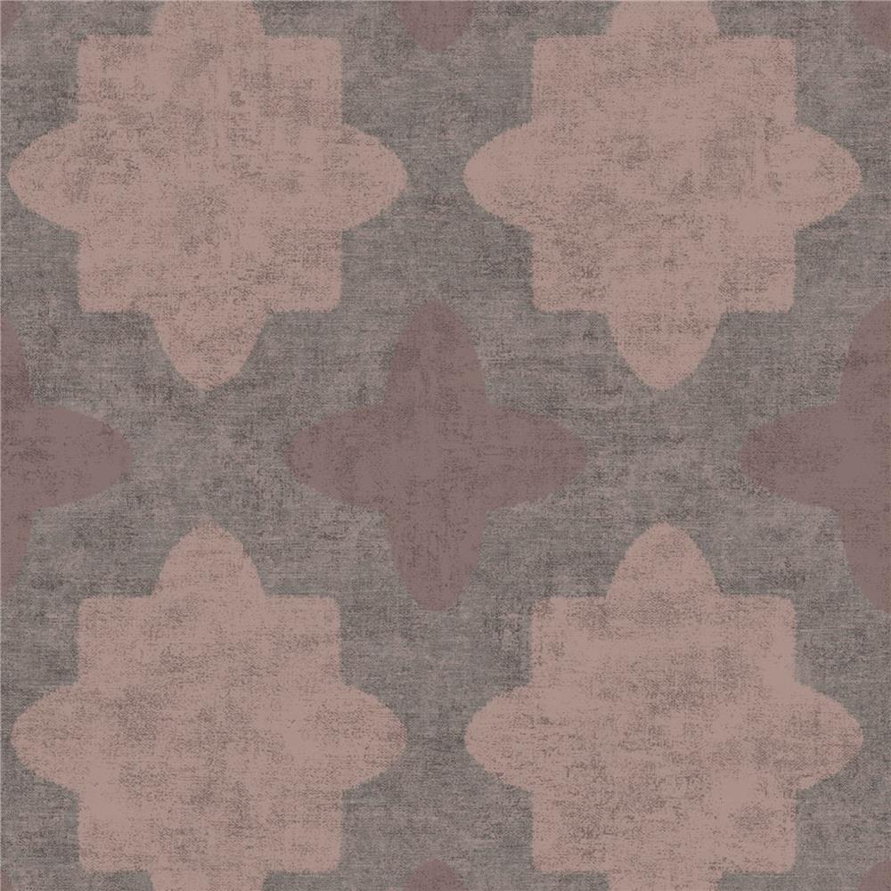 JF Fabrics 52073 43W8621 Karma Wallpaper in Rust; Pink; Brown
