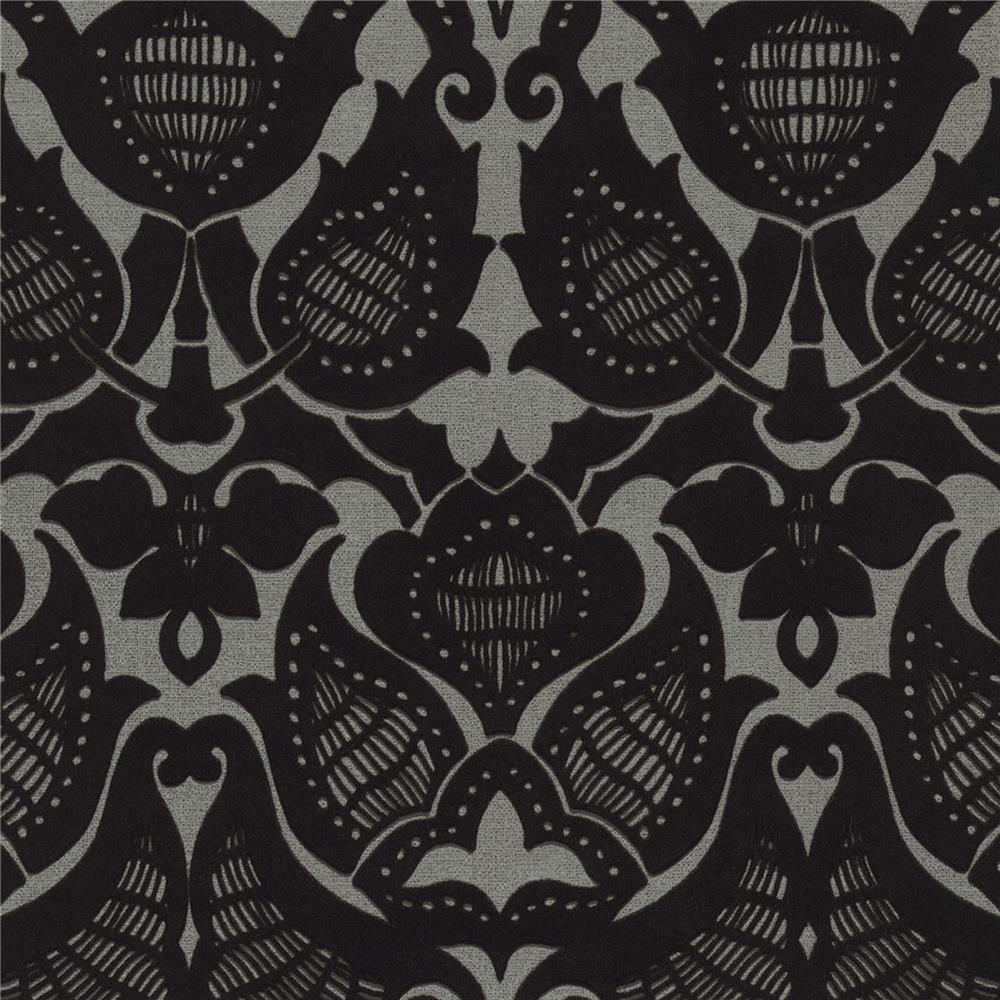 JF Fabrics 52075 99W8621 Karma Black Wallpaper
