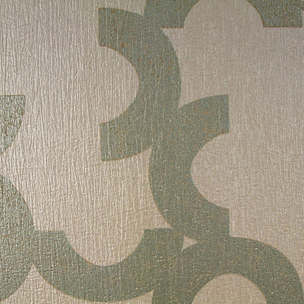 JF Fabrics 5219 94W6561  Wallcovering in Creme,Beige,Green,Grey,Silver,Taupe